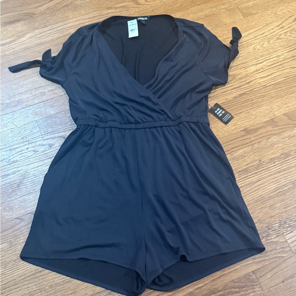 Express Black Wrap Romper